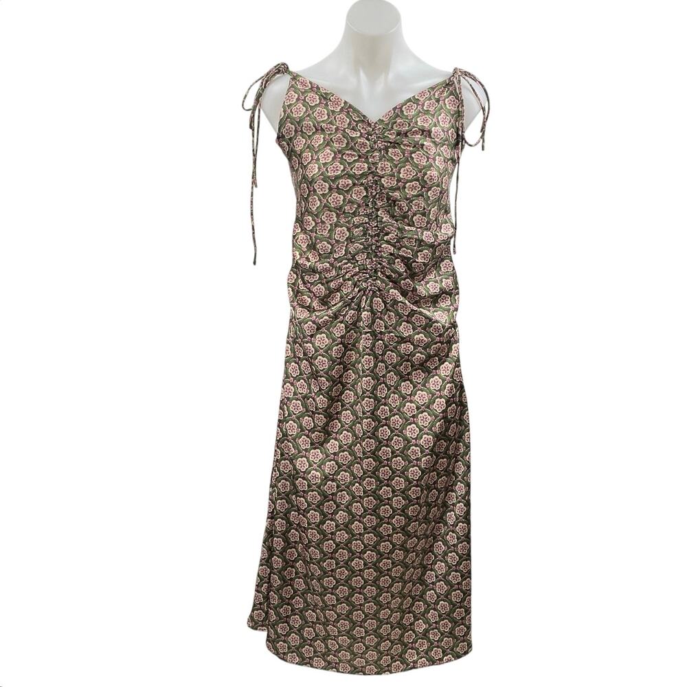 NEW Bishop + Young Adria Multicolor Floral Ruched Sleeveless Cami Tank Dress M